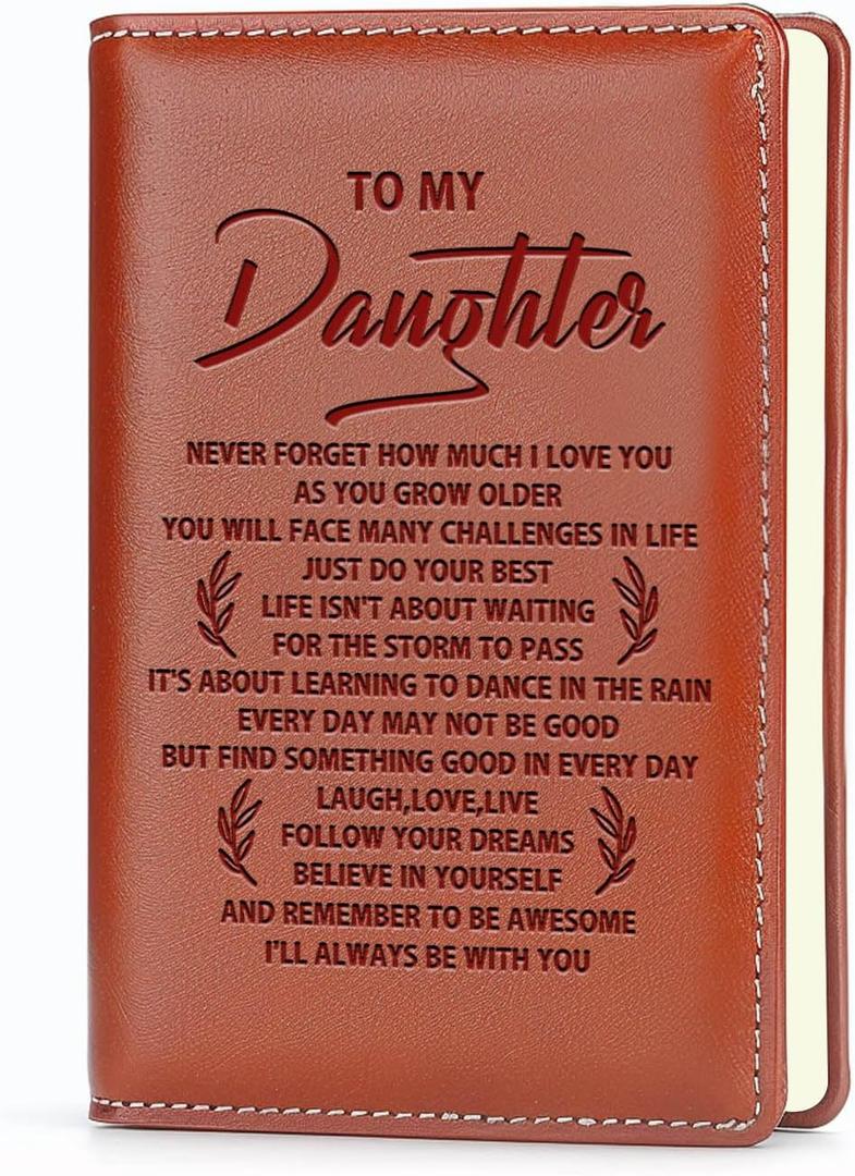 Daughter Gifts from Mom to My Daughter Leather Journal Notebook Unique Gifts for Daughter Graduation Birthday Christmas Back to School Gifts (To My Daughter)