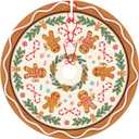 Candy Gingerbread Man Christmas Tree Skirt Xmas Tree Mat Halloween Thanksgiving Christmas Tree Ornaments Decorations Holiday Party Indoor Outdoor 36" (5)