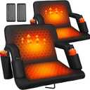 Heated Bleacher Seat with Backrest with 5V 20000mAh Battery Heated Stadium Seats for Bleachers with Back Support Wide 20"/25" Heated Stadium Chair 6 Reclinng Positions 3 Heating Levels (Deep Black)