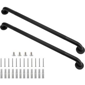 Shower Grab Bar, 2 Pack 32 Inch Black Bathroom Grab Bar, 1.25" Diameter 304 Stainless Steel Anti-Slip Grab Bars for Bathtubs and Showers, Handicap Shower Grab Bar for Seniors Elderly