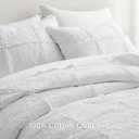 HORIMOTE HOME 100% Cotton Ruffle Quilt Set King Size, White Farmhouse Shabby Chic Bedspread Coverlet, Prewashed Lightweight Soft Breathable Cotton Quilt Bedding Set with 2 Pillowshams for All Season