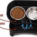 Neater Feeder - Express Model w/ Slow Feed Bowl - Mess-Proof Dog Bowls (M/L, Black) Made in USA – Elevated, No Spill, Non-Tip, Non-Slip, Raised Stainless Steel Food/Water Pet Bowls Aid Digestion