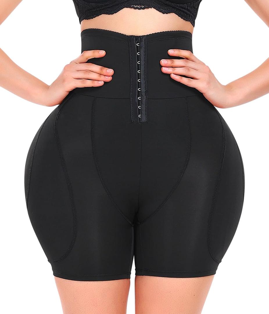 Padded Shapewear Hip Pads Shapewear Tummy Control Butt Padded Underwear For Women (Black, S)