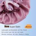 Satin Bonnet Silk Sleep Cap, Double Layer Tie Band Adjustable Bonnet for Women Curly Hair Care (Purple)