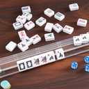 ZGME American Mahjong Set,166 White Tiles with Blue Bag and Accessories,4 Transparent All-in-One Mahjong Racks with Pushers,Complete Mahjong Set