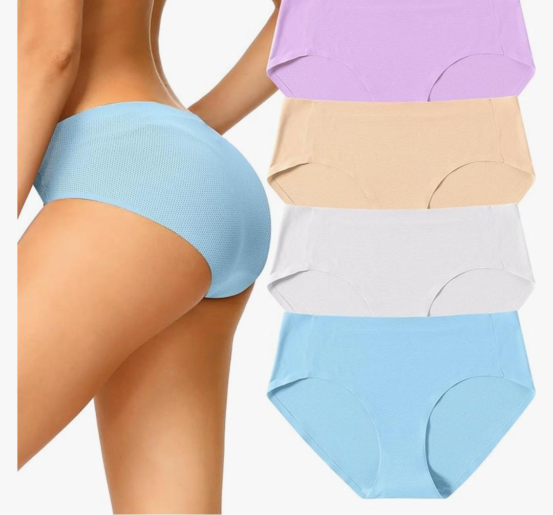 voenxe Women Seamless Hipster Underwear,No Show Ladies Panties Bikini,Full Coverage Breathable Briefs,Comfy,Invisible,4-pack