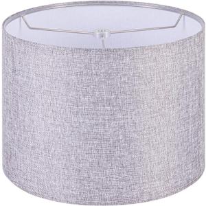 Wellmet Self-assembly Lampshade, 13" Top x13" Bottom x10" High, Drum Lampshade for Table Lamp, Bedside Lamp, Floor Lamp, Fabric Replacement Lamp Shade Classic Modern Style, Spider Fitter, Grey