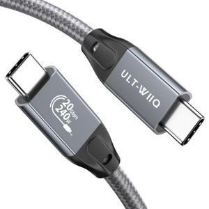 ULT-WIIQ 1FT Nylon Braided USB C to USB C 3.2 Gen2x2 Video Cable for Monitor, 8K@30Hz 4K@144Hz/60Hz Display Cable, 20Gbps Data Transfer, PD 3.1 Supports 240W Fast Charging, for Laptop, PC, SSD