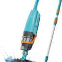 LVKE Cordless Handheld Pool Vacuum with Telescopic Pole, Rechargeable Battery, 60 Mins Runtime, High-Efficiency Screen, Ideal for Spa, Hot Tub, Above-Ground & In-Ground Pools Deep Cleaning, Lake Blue