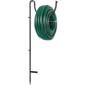 Tandefio Metal Outdoor Hose Holder Ground Mounted Freestanding Hose Hanger Water Pipe Holder Stand Heavy Duty Garden Rack for Water Pipe Storage Outdoor Yard Lawn(Black)