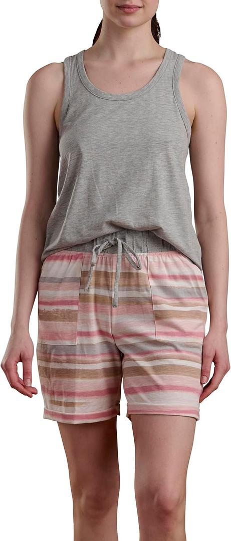 Splendid Girls 2pc Tank Short Set | Grey Heather Watercolor Stripe (X-Large)