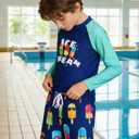 Boys Swim Set Size 10 Kids Ice Cream Swimsuits Rash Guard with Trunk 9-10Y (Blue)