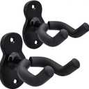 Sound Harbor Guitar Wall Mount Hanger 2 Pack Hook Acoustic Electric Bass Guitar Wall Hanger Black Metal Guitar Holder