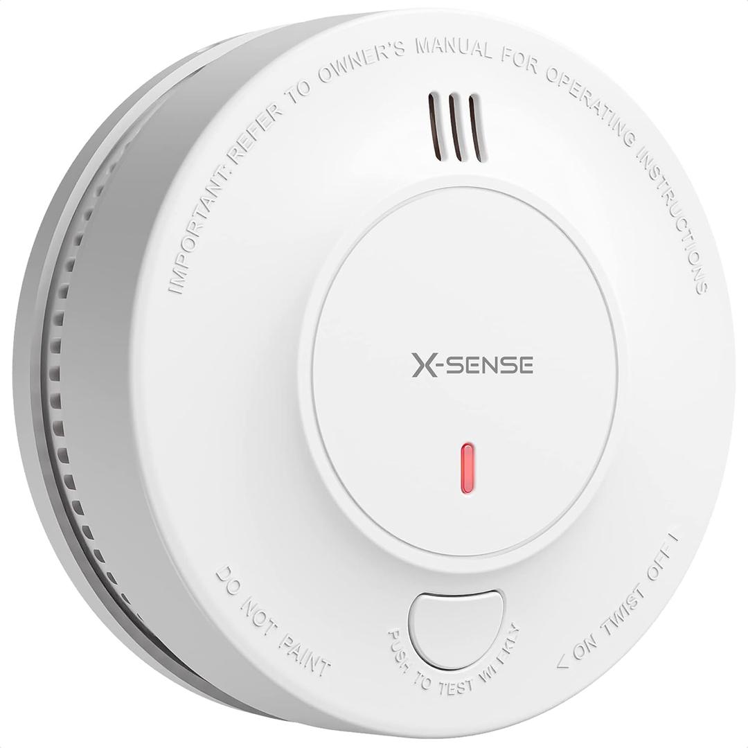 X-Sense Smoke Alarm, 10-Year Battery Fire Alarm Smoke Detector with LED Indicator & Silence Button, SD2J0AX (Dimensions  1.8"D x 4.8"W x 4.8"H)