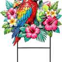 Amyhill Tropical Outdoor Decor 2026vbs Parrot Metal Garden Stakes 25 Inch Jungle Leaves Welcome Yard Signs Decorative Garden Stakes for Patio Lawn Walkway Backyard Porch Luau Rainforest Party Supplies