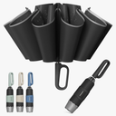 QWB TUMAAOTU Inverted Umbrella with Carabiner Handle, Wind Proof Umbrellas For Rain and Sun, 46 Inch Portable Reverse Folding UV Umbrella, Car Umbrella for Women Men, 10 Ribs