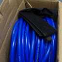 100FT Sewer Jetter Kit for Pressure Washer, 5800 PSI Drain Jetter Kit, Water Jet Drain Cleaner 1/4 Inch NPT Corner, Jetter Hose with Rotating Button Sewer Jetting Nozzle, Tape Pearl Corsage Pin Strap (Blue)