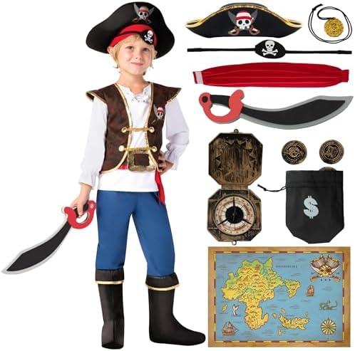 Spooktacular Creations Halloween Pirate Costume Kids, Boys Pirate Costume Set for Toddler Halloween DressUp, Themed Party Medium