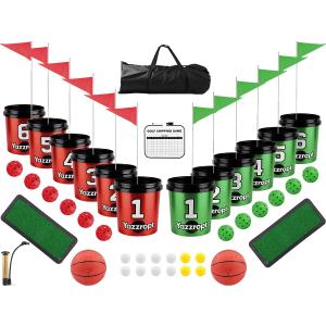 Giant 3-in-1 Outdoor Backyard Party Game Set Bucket Golf, Yard Pong Basketball & Toss Games Large Outdoor/Indoor Lawn Games for Adults & Families, Beach & Camping