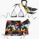 Women's 2 Piece Tankini Set, Tops with Boyshorts, Relaxed Fit Swimwear, Medium