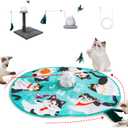 CATISM Interactive Cat Toys, Automatic Cat Toys, Hide and Seek Cat Toy, 4-in-1 Rotating Wand Feathers for Indoor Cats