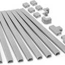 126in(8 x L15.7in) Cord Hider Kit, Wire Covers for TV on Wall, Paintable Cable Management Kit, Cable Cover for Mounted TV, Hide Wires Along Wall, Grey Cord Cover, W0.95in H0.55in