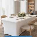 6FT White Table Cloth - 2 Pack Fitted Stretch Rectangle Spandex Tablecloth, Washable Table Cover for Party, Picnic, Wedding, Banquet, Birthday and Festival(30" x 72")