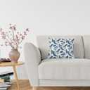 LOVOUS Blue Leaf Throw Pillow Covers 18x18 Inch Set of 2, Vintage Linen Decorative Pillow Covers for Bed Couch Sofa Bedroom Living Room Home Decor, B7