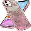 BITOBE Designed for iPhone 11, Cute 3D Butterfly Case Slim Plating Glitter Bling Luxury Cover for Women Girls Protective Camera Protection Bumper 6.1" Pink