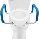 Heavy Duty Elongated Toilet Seat Riser, Easy to Install - 3.5" Lift - 300 lbs Capacity, Premium Padded Support Handles