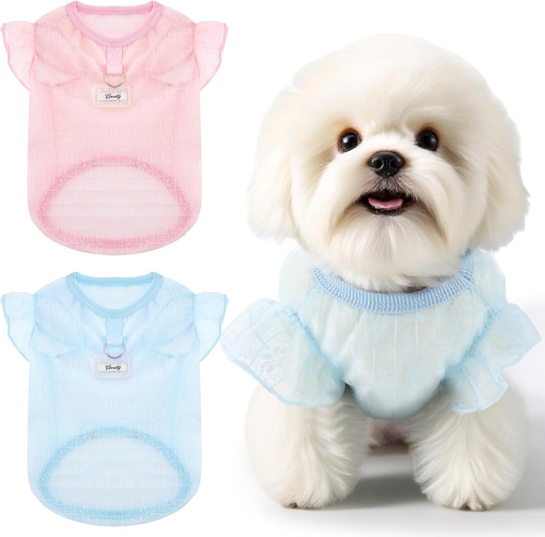 2 Pack Dog Shirts,Breathable Mesh Dog Clothes for Small Dogs and Cat Lightweight Soft Pet Sleeveless Vest for Spring Summer Autumn (Medium)