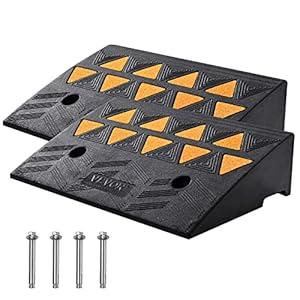 VEVOR Rubber Curb Ramp, 5" Rise Height 2 Pack, Heavy-Duty 33069 lbs/15 T Capacity Threshold Ramps, 19" L x 13" W Driveway Ramps with Stable Grid Structure for Cars, Wheelchairs, Bikes, Motorcycles