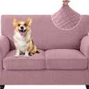 CYCMCAO 3 Piece Stretch Sofa Cover Couch Covers for 2 Cushion Couch, Non Slip Loveseat Covers, Sofa Covers Washable with Elastic Bottom for Kids, Dogs (Pink), 55"-69" (2 Cushion Loveseat)
