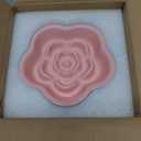 S&Q's CERAMICS Raised Slow Feeder Cat Bowl, Ceramic Elevated and Titled Glass Food Bowl Small Dogs Slow Feeder, Flower Shaped Cute Cat Dish for Dry and Wet Food (Pink, 5.8")