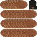 40 Pcs PU Leather Hat Patches Blank Leatherette with Adhesive for Laser Engraving Supplies Custom Fabric Repair Sew 3 x 2 Inches (Brown, Oval)