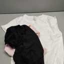 Common Stitch 3 Pack Stretch Workout Tee Shirts for Women, Ribbed Crewneck Womens Short Sleeve Yoga Tees (X-Large, Black / White / Light Pink)