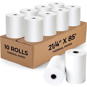 TheBestLoft Printivites, 2-1/4" x 85' Thermal Paper Rolls - 10 Pack for POS, Square Terminals, and Credit Card Machines - Quality Receipts & Calculations Verifone VX510 VX570 FD50 T422
