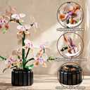 Artificial Orchid Flower Building Block Set with Vase 866pcs, Compatible with Lego Botanical Plant Floral Model Kits, Home Office Decor, Gift for Mother's Day, Anniversary, Birthday for Adults Teens