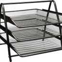 Greenco 3-Tier Mesh Letter Tray Desk Organizer - Document, Paper Holder for Office - Black