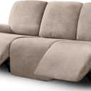 ULTICOR Velvet 8-Pieces Recliner Sofa Covers Stretch Reclining Couch Covers for 3 Cushion Reclining Sofa Slipcovers Furniture Covers Thick Soft Washable (3 Seater Recliner Cover, Taupe)