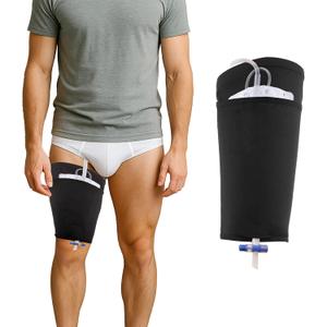 Catheter Leg Bag Holder, Ultra-Soft Fabric Comfortable & Breathable, Catheter Supplies for Foley Catheter Bag Stay in Place, Catheter Stabilization Device (Small) (Black-1 Pack)