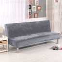 Thick Plush Futon Cover Stretch Armless Sofa Bed Slipcover Soft Couch Sofa Cover Futon Slipcover (Silver Gray)