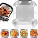 Air Fryer Paper Liners, 100Pcs Aluminum Foil Air Fryer Disposable Paper Liner, 6.3 Square Non-stick Sheets, Food Grade Aluminum Foil for Baking, Frying, Grilling, Roasting Microwave