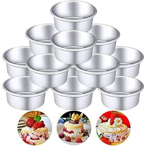 Nuenen 10 Pcs Round Cake Pans Aluminum Round Mold Smash Cake Baking Cheesecake Pans for Home Party Baking Supplies (4 Inch)