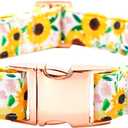 Dog Collars - Sunflower Print, Adjustable, Durable Metal Collar for X-Large Dogs