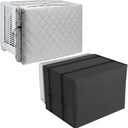 2 Pack Indoor Outdoor Window Air Conditioner Cover Adjustable Window AC Unit Cover with Drawstring Double Insulation 21"x16"x3.5" for Inside Dust-Proof Waterproof 21x16x15 for Outside (Medium)
