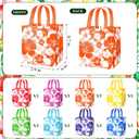 Teling 24 Pcs Large Hawaiian Party Favor Tote Bags 15lb Non Woven Hibiscus Goodie Gift Bag with Handles Luau Tropical Aloha Tiki Summer Birthday Party Supplies