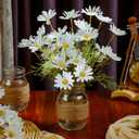 43 Pcs/ 6 Set Daisy Mason Jar Table Centerpiece Mason Jar Vases Faux Floral with Rope Boho Rustic Flower Table Decoration for Reception Engagement Party Bridal Shower Wedding