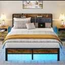 Liians Queen Bed Frame with Headboard, Metal Platform Bed with Smart LED Lights and USB Charging Station, Easy Assembly, No Box Spring Needed