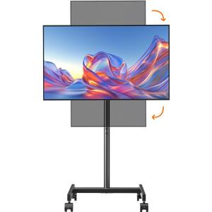 Afaloona Rolling TV Stand for 13-55 Inch TVs up to 44 lbs, Mobile TV Stand on Wheels with Tilt, Portrait to Landscape, Portable TV Cart with Wheels for Bedroom, Office, Outdoor, Max VESA 200×200mm